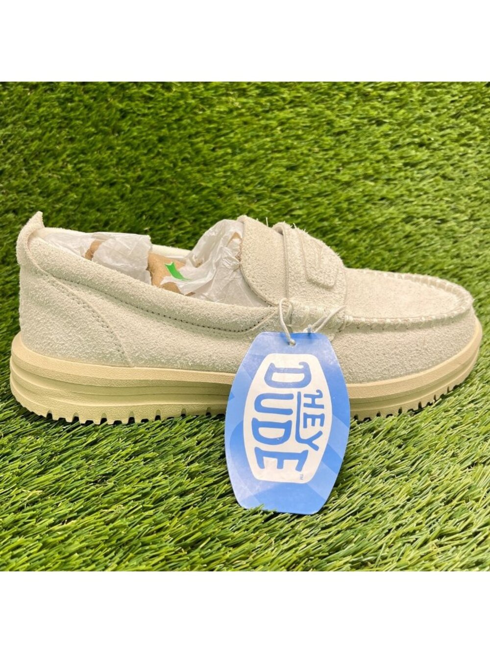 Hey Dude Wally NXT Loafer Mens Size 8 Beige Wood Athletic Suede Slip On Shoes